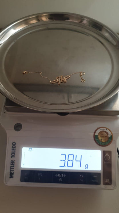 Diigaf 18K Pure Gold Inscribed Bracelets