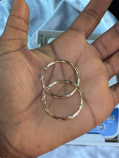 Defan 18ct Solid Gold Hoop Earrings