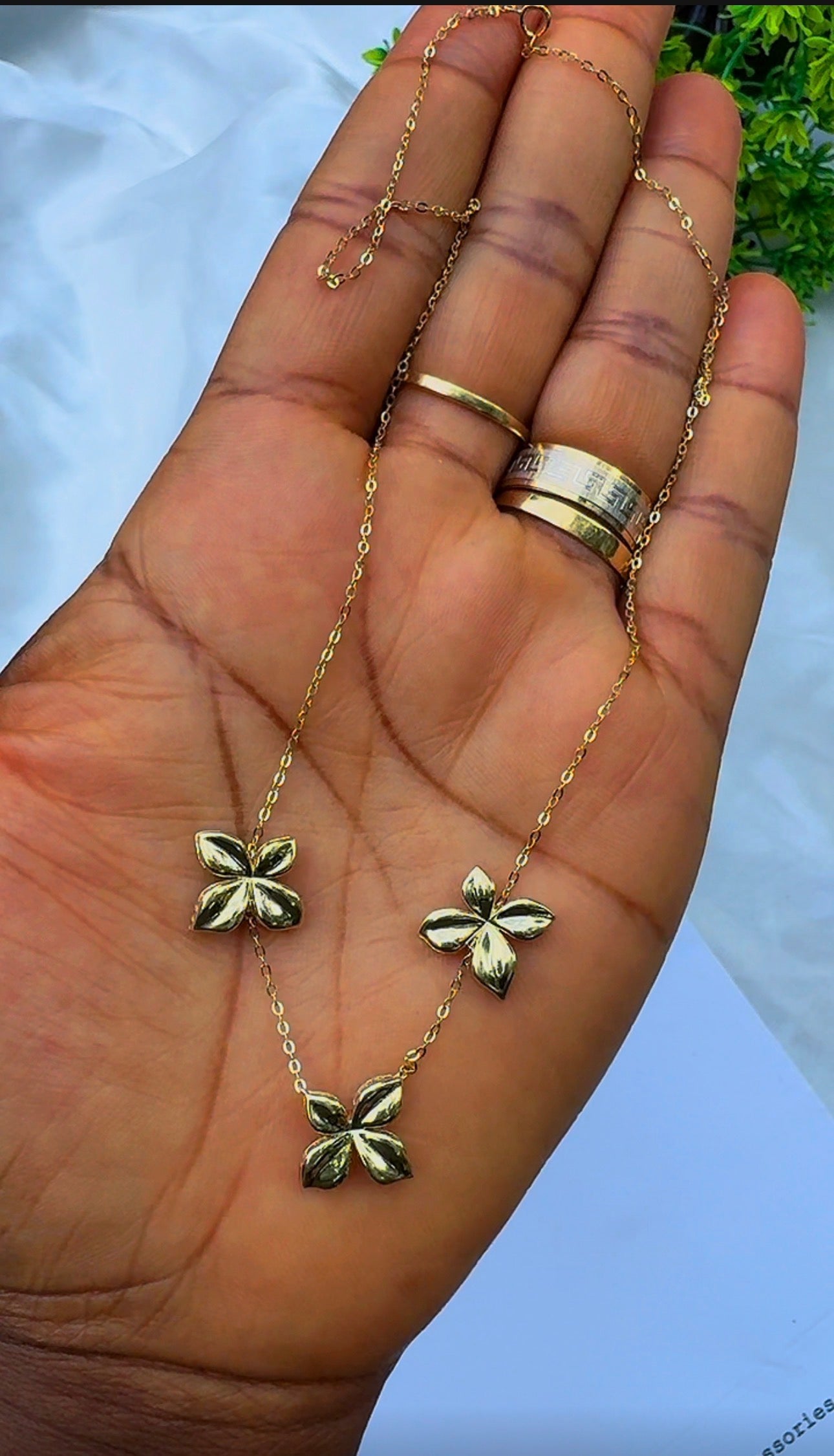 18ct Yellow Gold Floral Station Necklace (5.2g) | 17” + 1” (18 Inches)