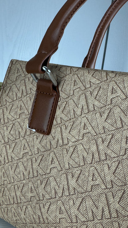Monogram Canvas Top-Handle Satchel Handbag – Beige & Brown {Medium | Defective} - 010
