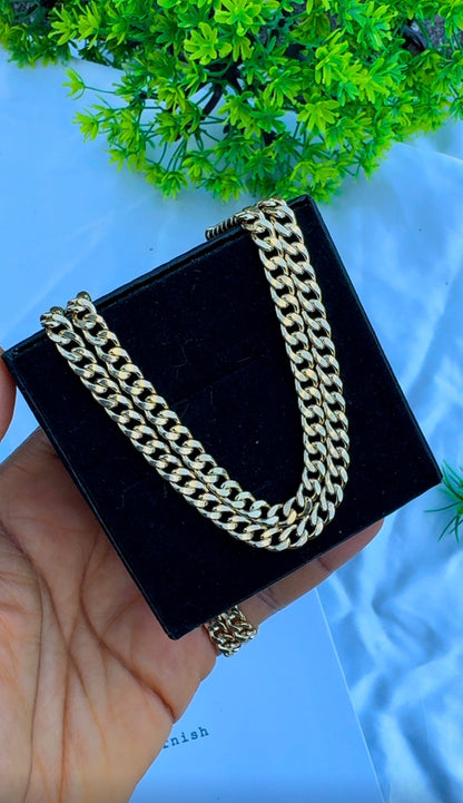 18K Solid Gold Cuban Chain Necklace Unisex | 20 & 22 Inches | 6.2 & 7.0g