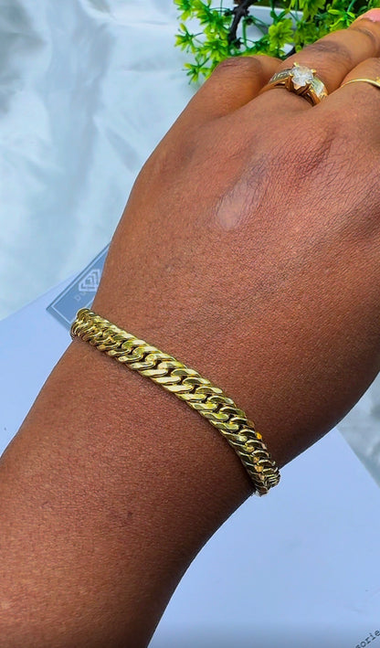 18K Solid Gold Cuban Bracelet – 8 Inches - 5.7g