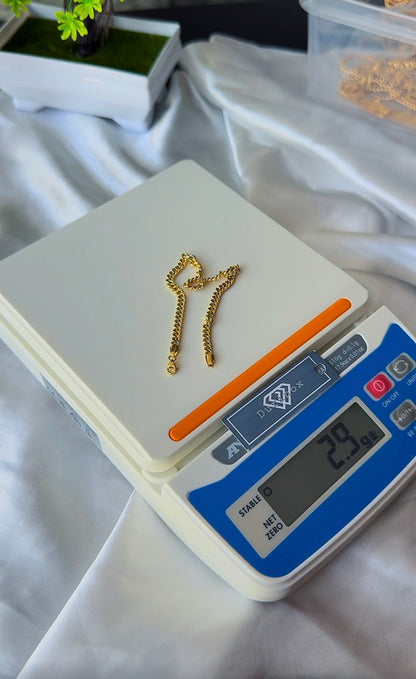 18K Solid Gold Cuban Bracelet – 7.5 Inches - 2.6g & 2.9g