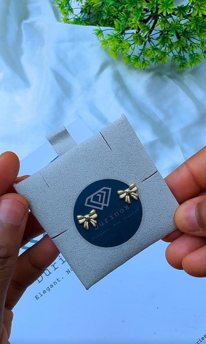 18K Solid Gold Ribbon Stud Earrings | 1.3g
