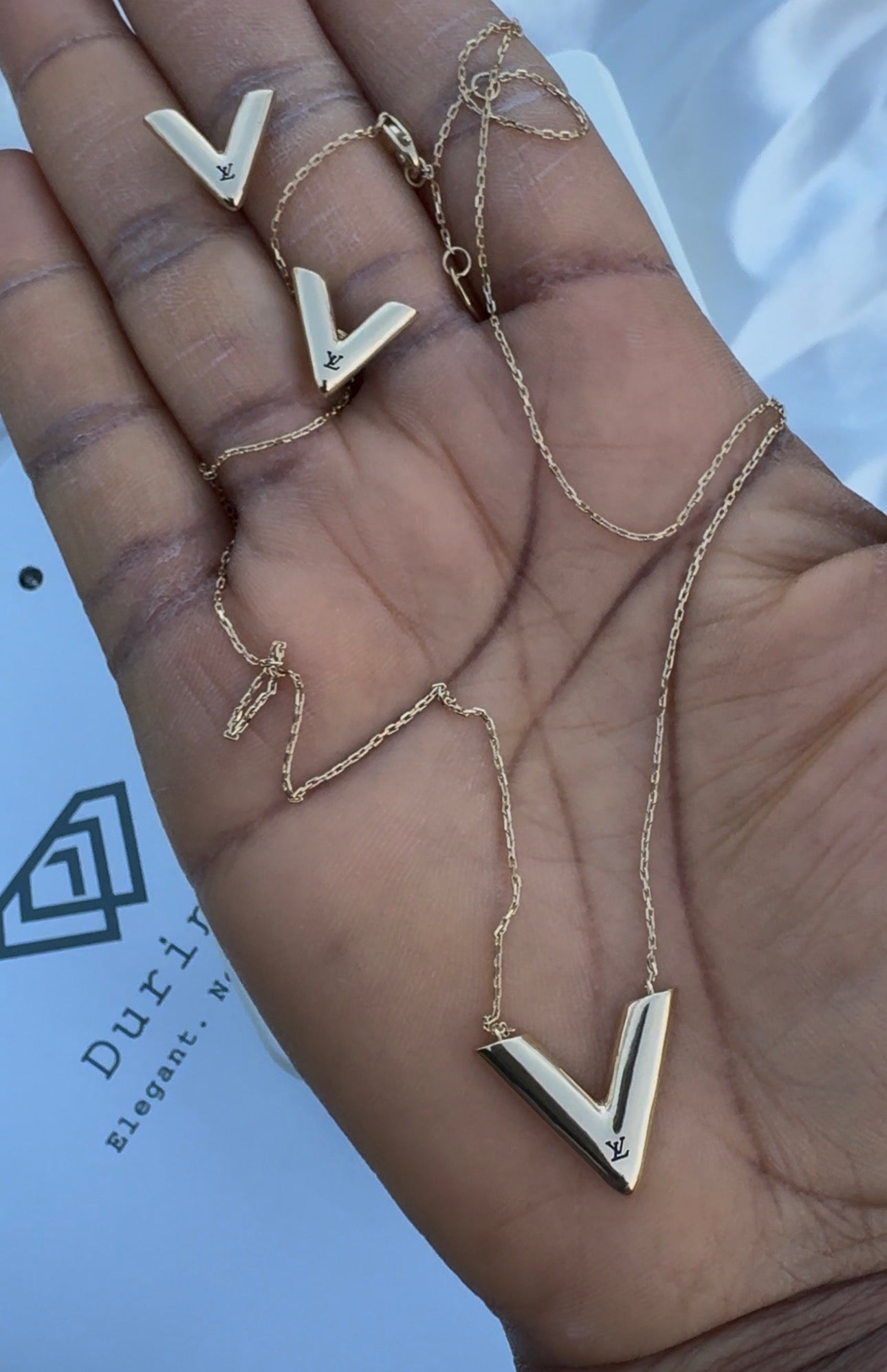 Diigac 18K Pure Gold Earrings & Necklace Set