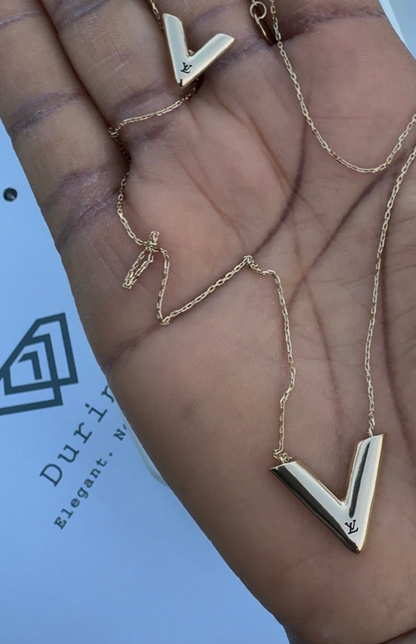 Diigac 18K Pure Gold Earrings & Necklace Set