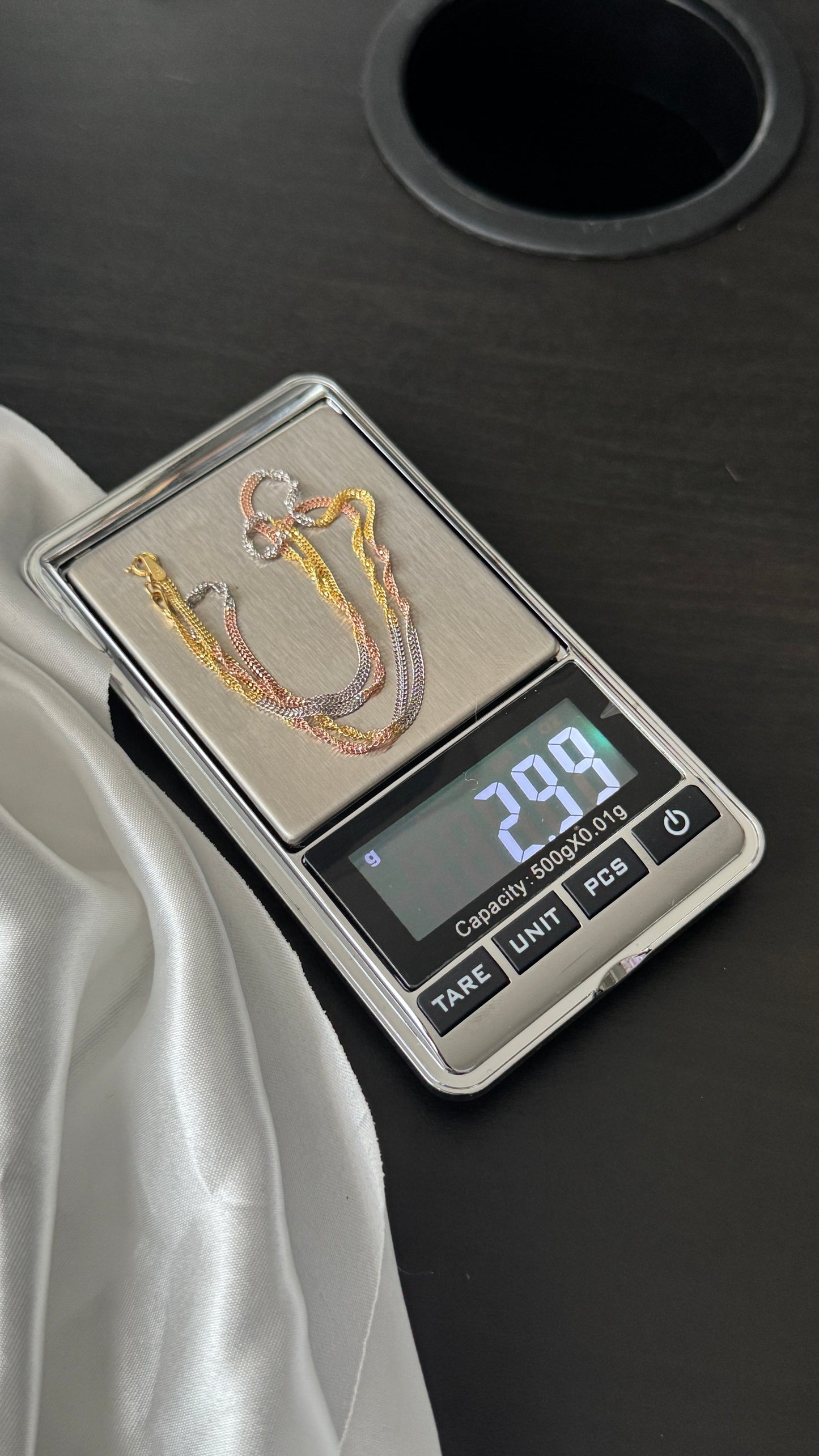 18K Solid Gold (3-Tone) Twisted Singapore Chain Necklace | 18" & 20" Real Gold 3-Tone Gold (2.7 & 3.0g) | Extra