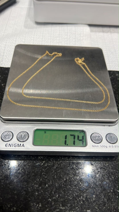 18ct Solid Gold Carpet Chain 20 Inches | Lightweight (1mm) | 1.74g