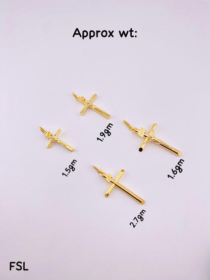 Dellarg 18ct Real Gold Cross Chain Pendant