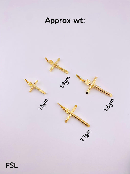 Dellarg 18ct Real Gold Cross Chain Pendant