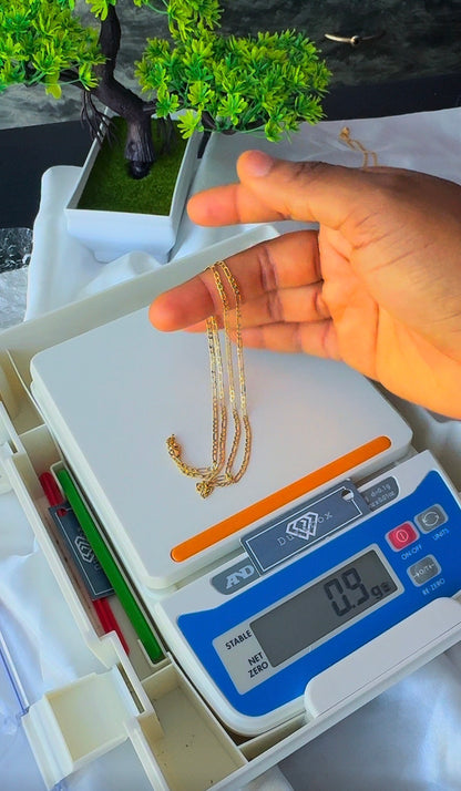 18 Karat Real Gold Figaro Chain Necklace 20 & 22 Inches
