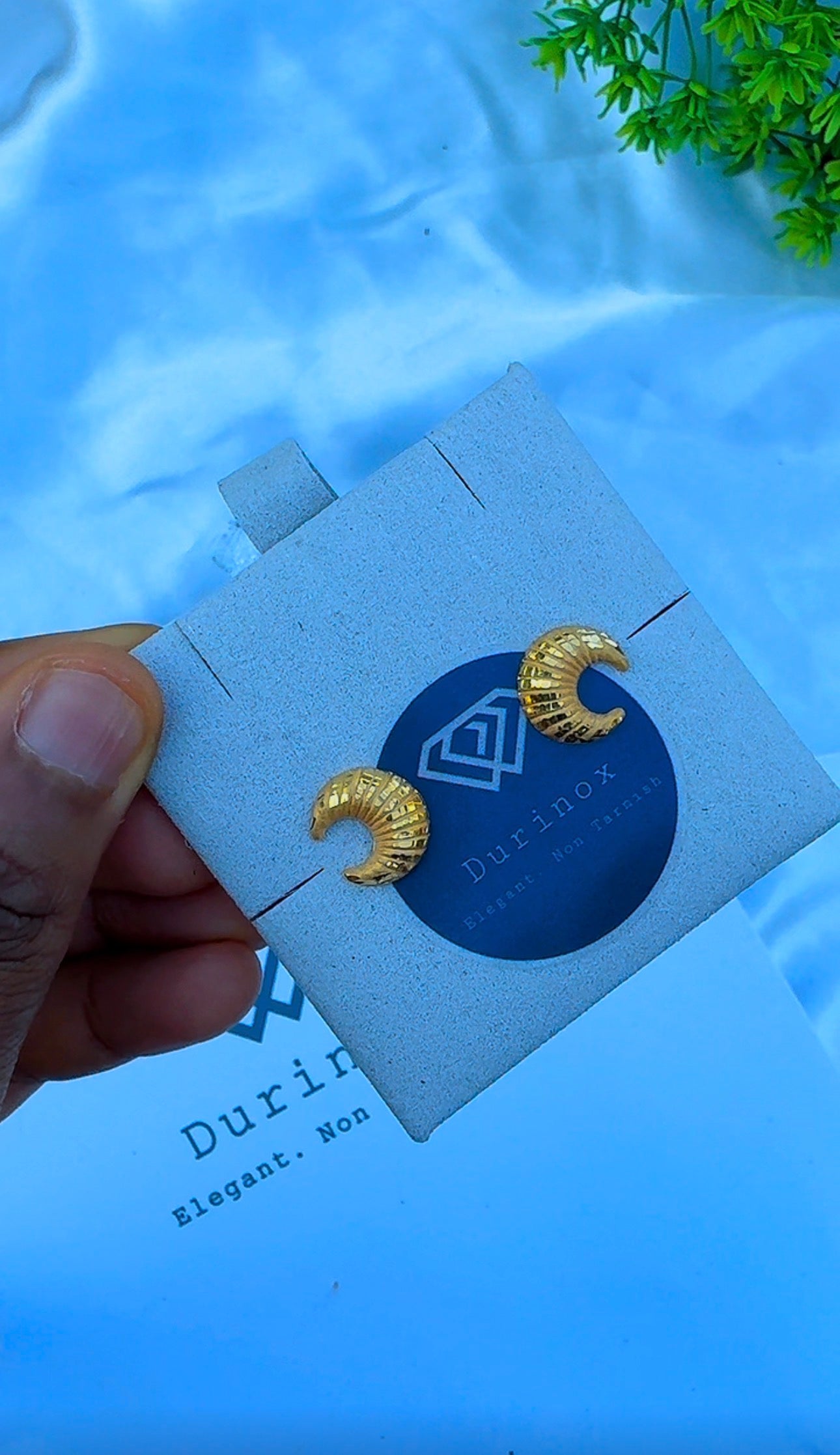 21K Solid Gold Star Half Moon & Dangle Stud Earrings | 1.4g - 2.8g