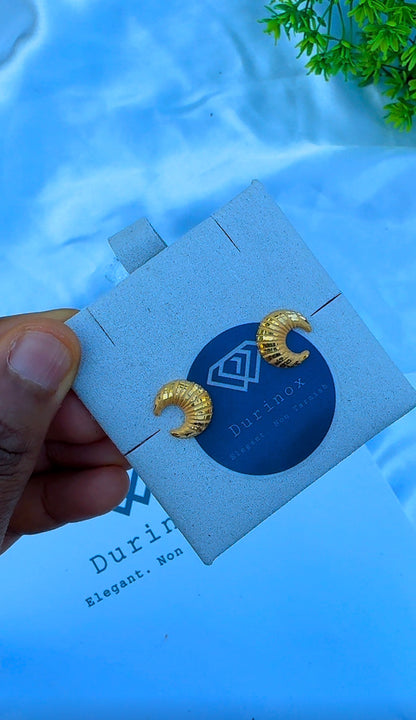 21K Solid Gold Star Half Moon & Dangle Stud Earrings | 1.4g - 2.8g
