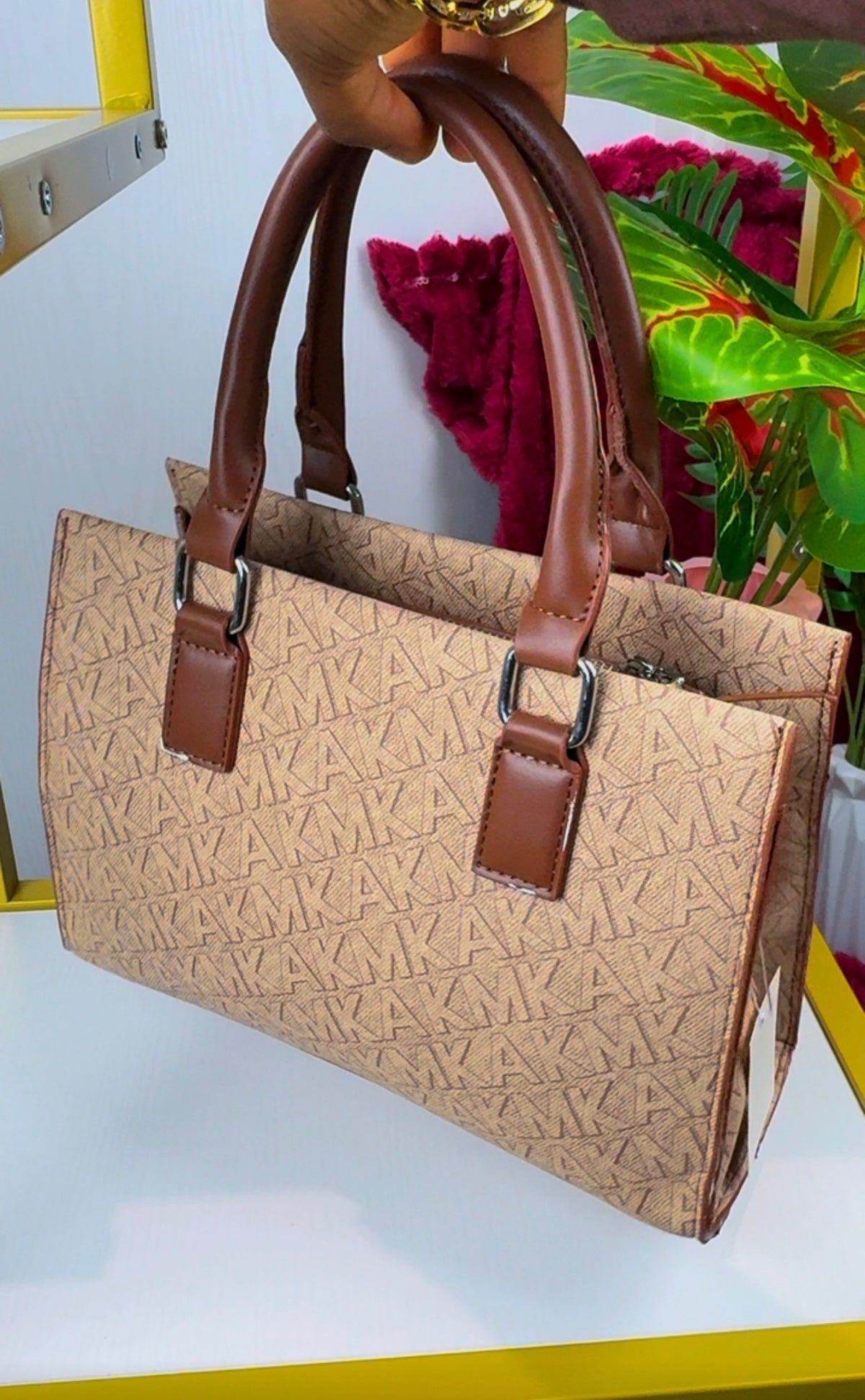 Monogram Canvas Top-Handle Satchel Handbag – Beige & Brown {Medium | Defective} - 010
