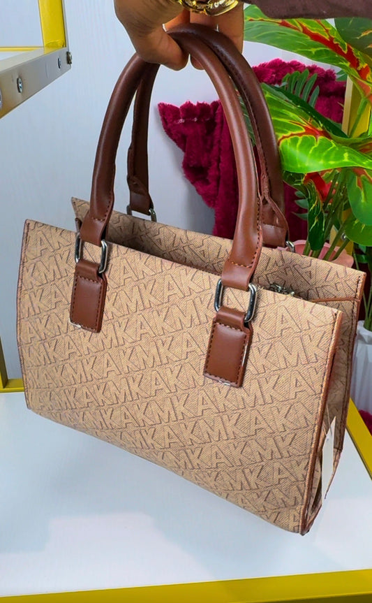 Monogram Canvas Top-Handle Satchel Handbag – Beige & Brown {Medium | Defective} - 010