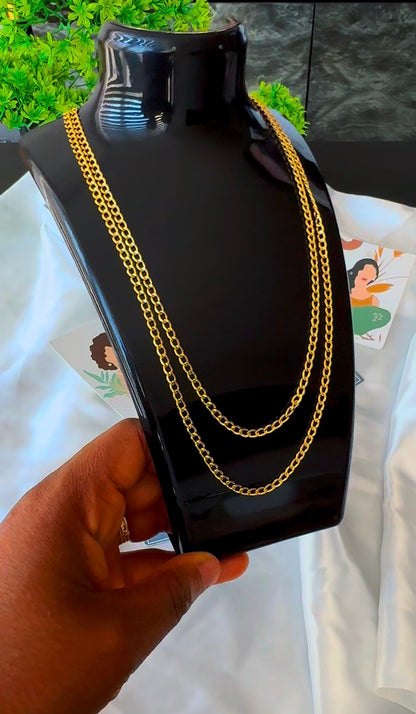 18K Solid Gold Cuban Chain Necklace 18” – 4.8g | 20” - 5.2g