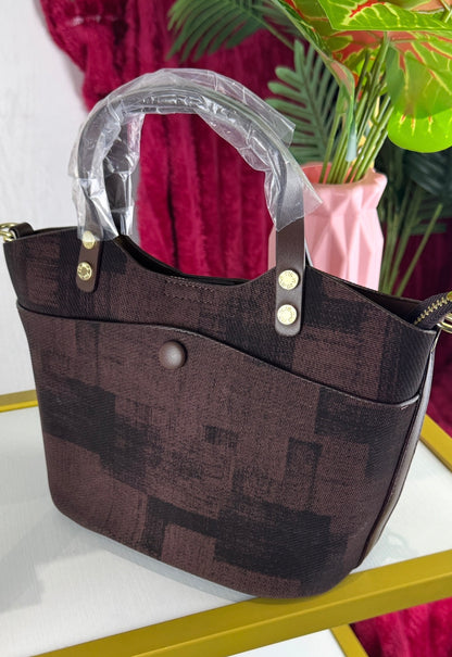 Brown Fabric Patch Handbag | LARYZ Everyday - 028 | Medium