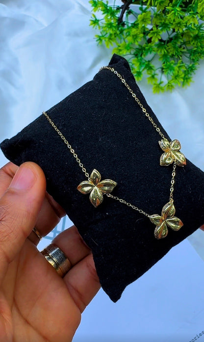 18ct Yellow Gold Floral Station Necklace (5.2g) | 17” + 1” (18 Inches)