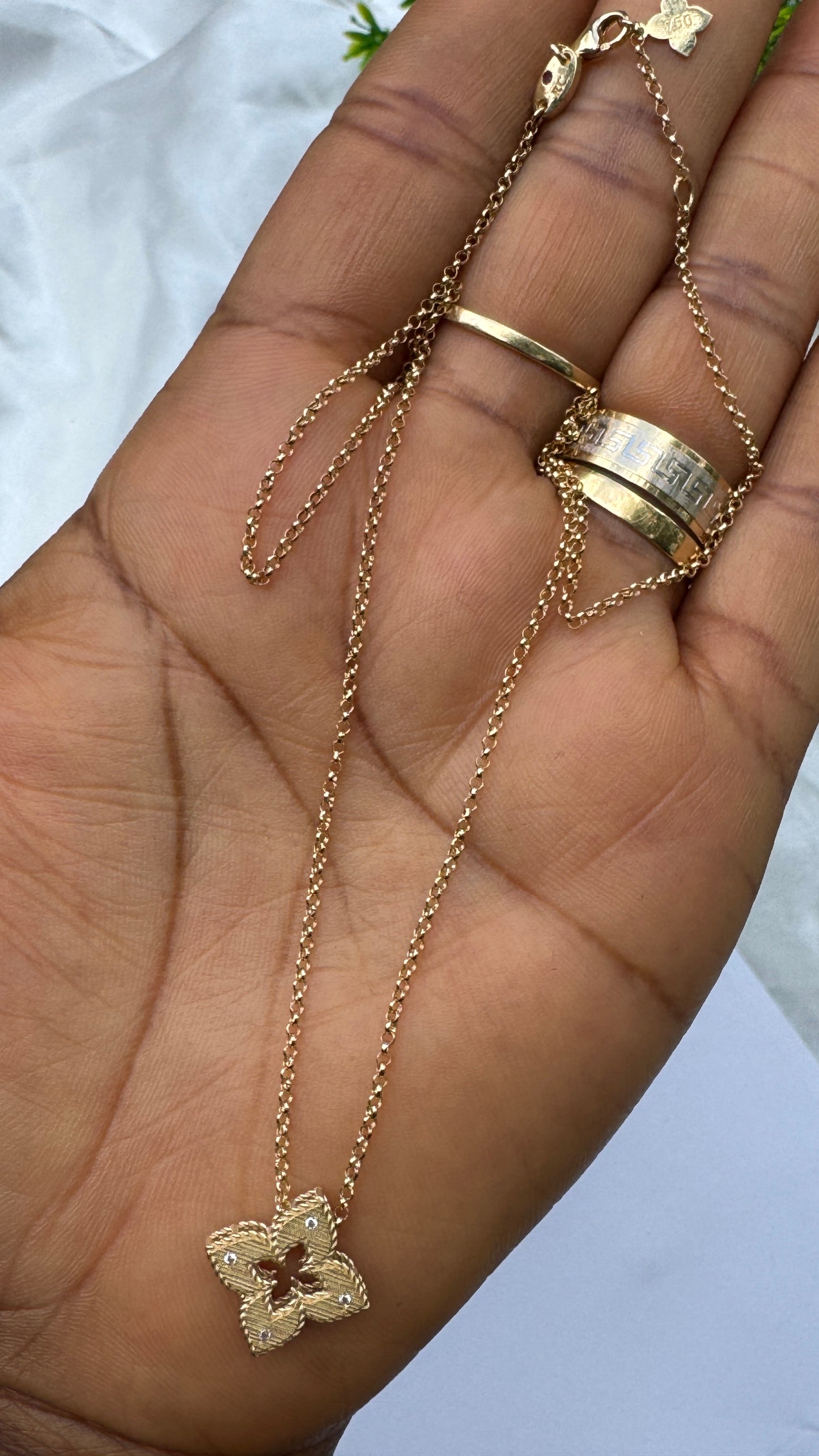 18K Solid Gold Star Instant Chain Necklace – 3.6g | 18 Inches