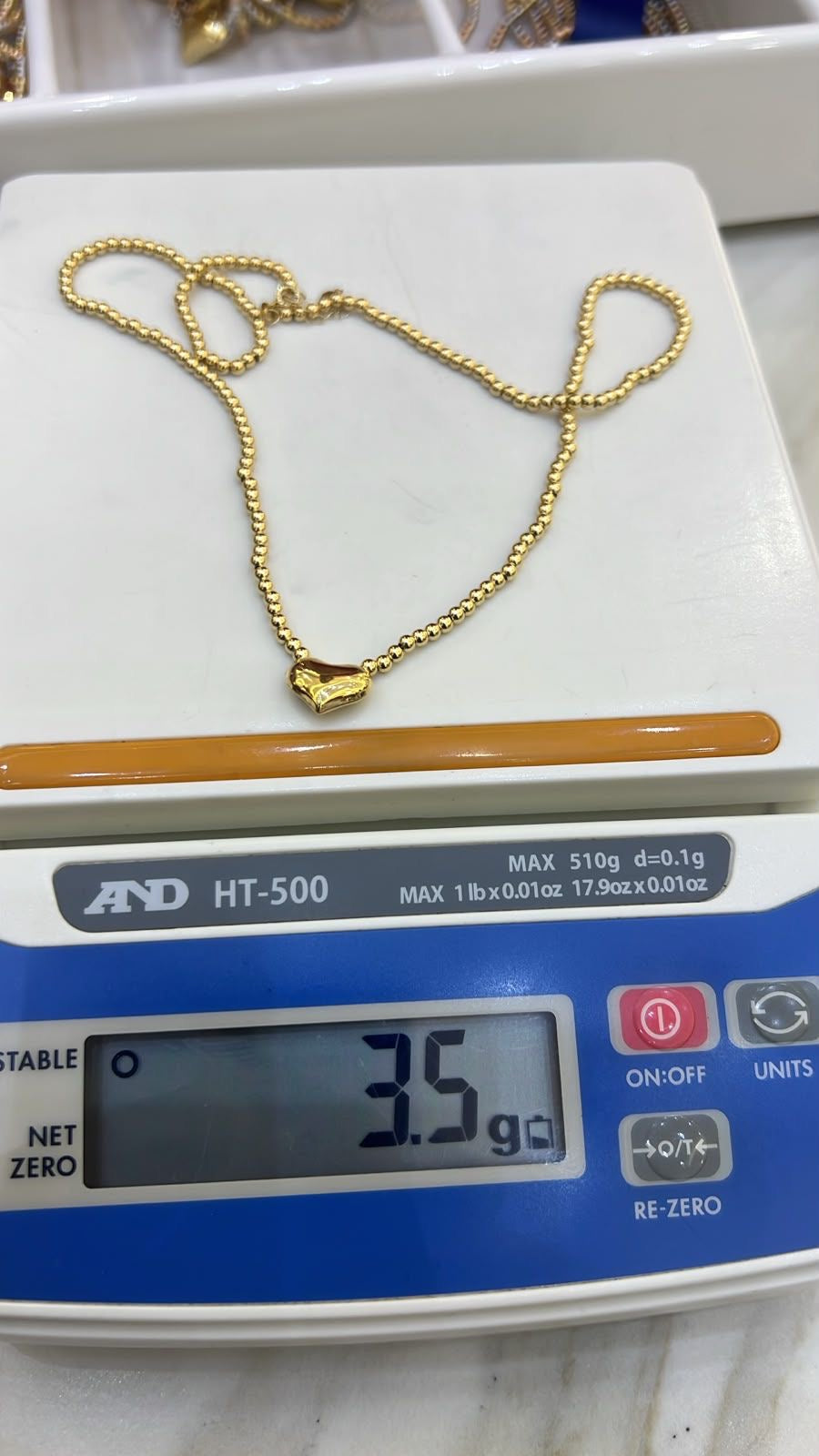 18 Karat Solid Gold Instant Ball Heart Chain Necklace 18 Inches
