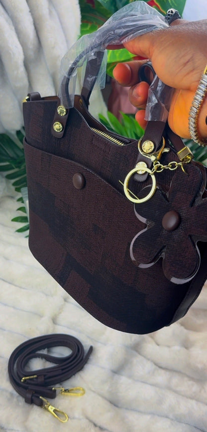 Brown Fabric Patch Handbag | LARYZ Everyday - 028 | Medium