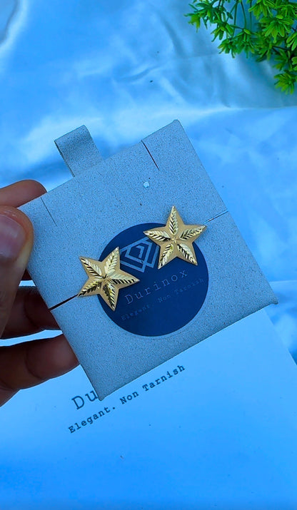 21K Solid Gold Star Half Moon & Dangle Stud Earrings | 1.4g - 2.8g