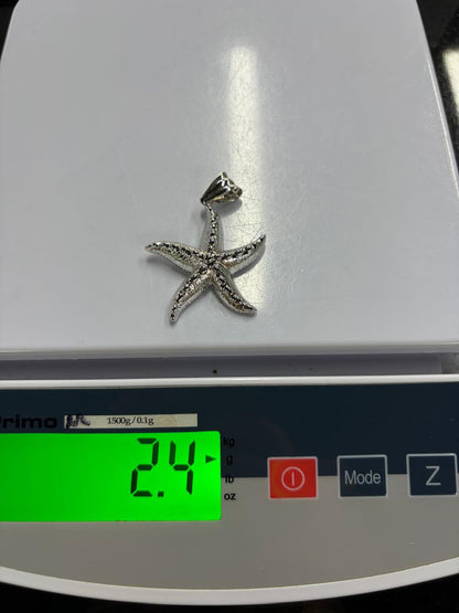 18K Solid White Gold Star Pendant - 2.5g (Extra)