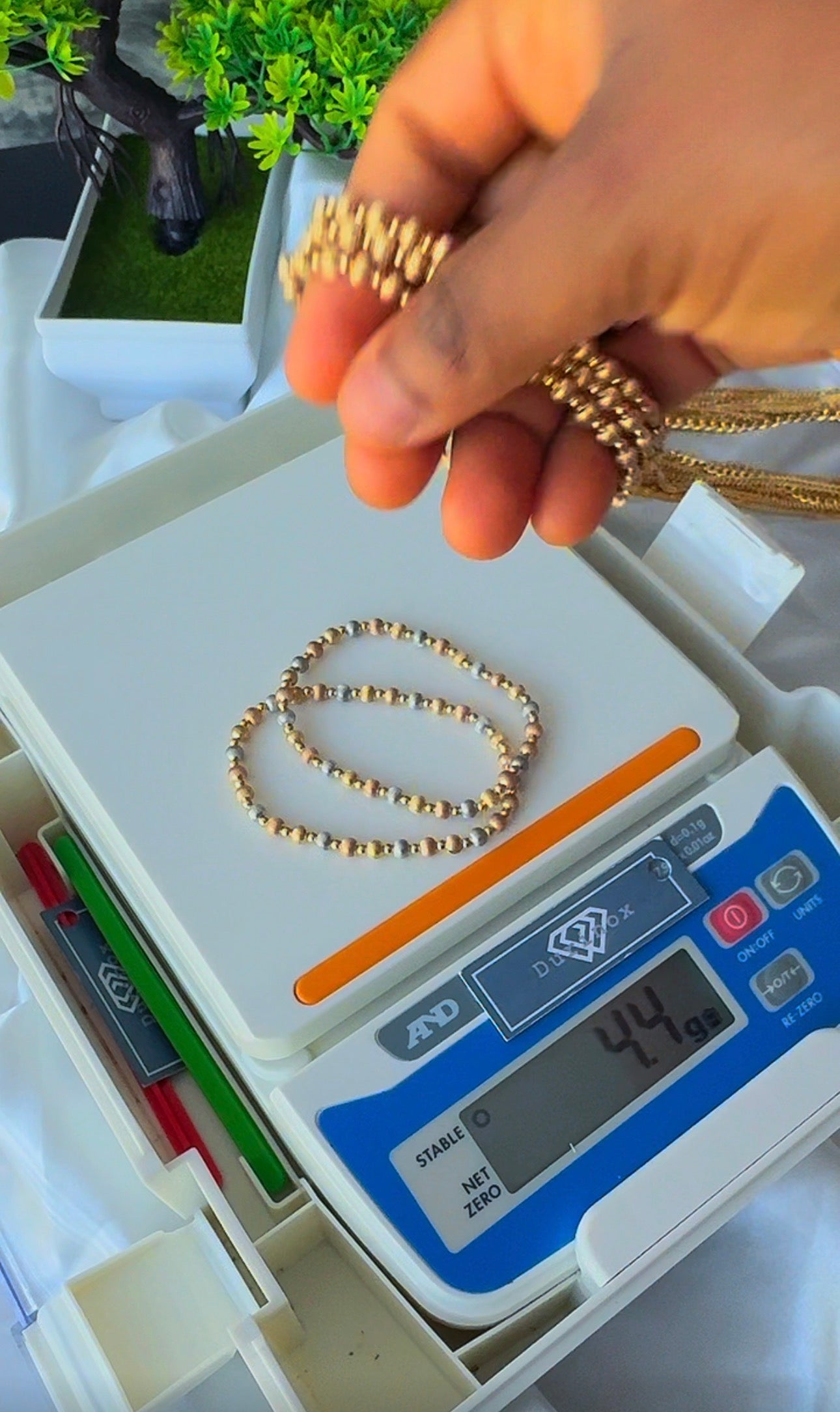 18K Solid Gold Ball Bracelets | Stretchable Bangles | 2.2g (Extra) | Small - Medium Wrist