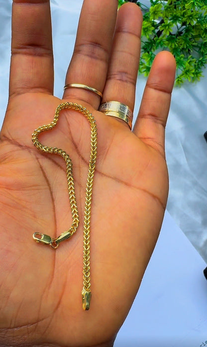 18K Solid Gold Franco Bracelet – 2.1g & 3.1g - 7.5 Inches