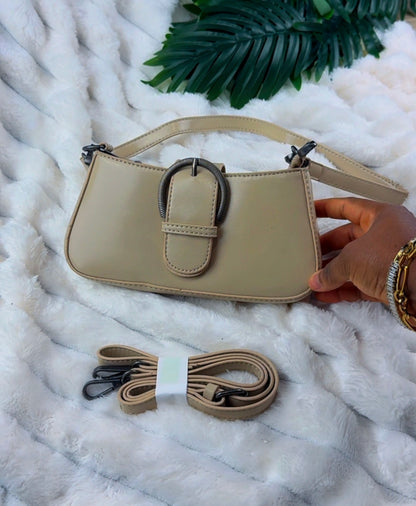 Women’s Nude Leather Dual-Handle Shoulder Bag | LARYZ Everyday 058 | Small