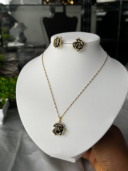 Disna Gold Plated Non Tarnish Hypoallergenic Stainless Steel Earrings & Necklace Jewellery Set 16+2” Chain Length