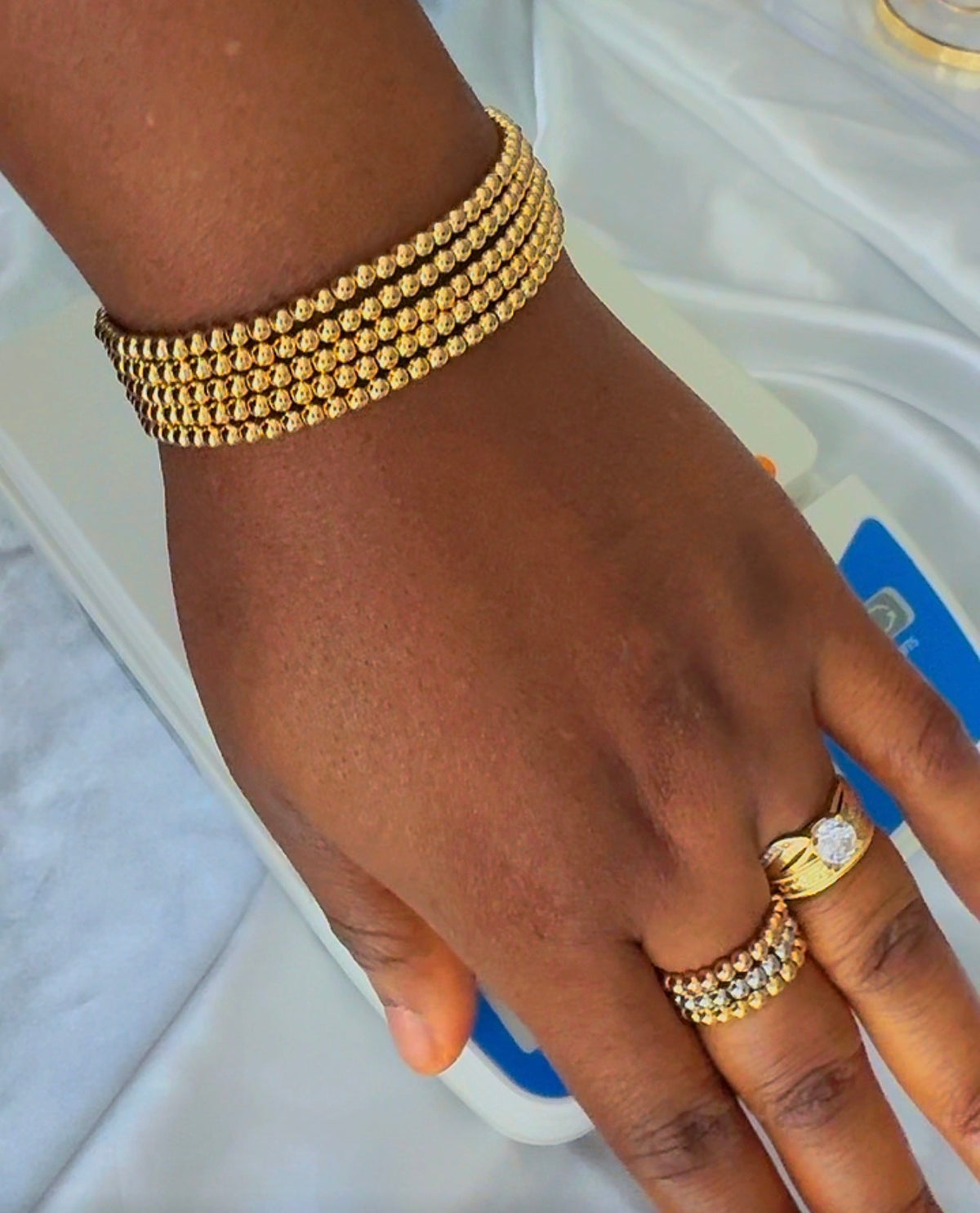 18ct Real Gold Stretchable Ball Rings | Shiny (Extra)