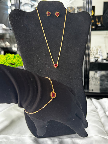 DLix1 Super Double Electroplated Stainless Steel Non Tarnish Elegant Jewellery Set 17+2” Chain Length
