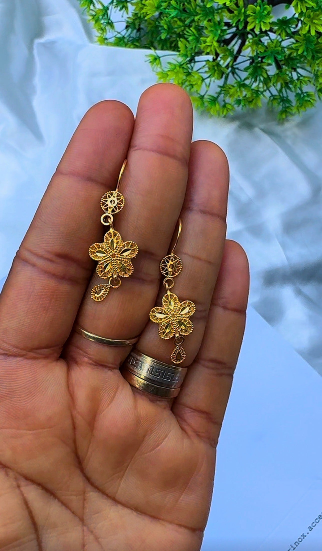21K Solid Gold EarCuff Drop Earrings | 3.2g