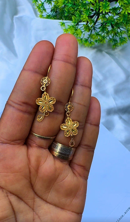 21K Solid Gold EarCuff Drop Earrings | 3.2g
