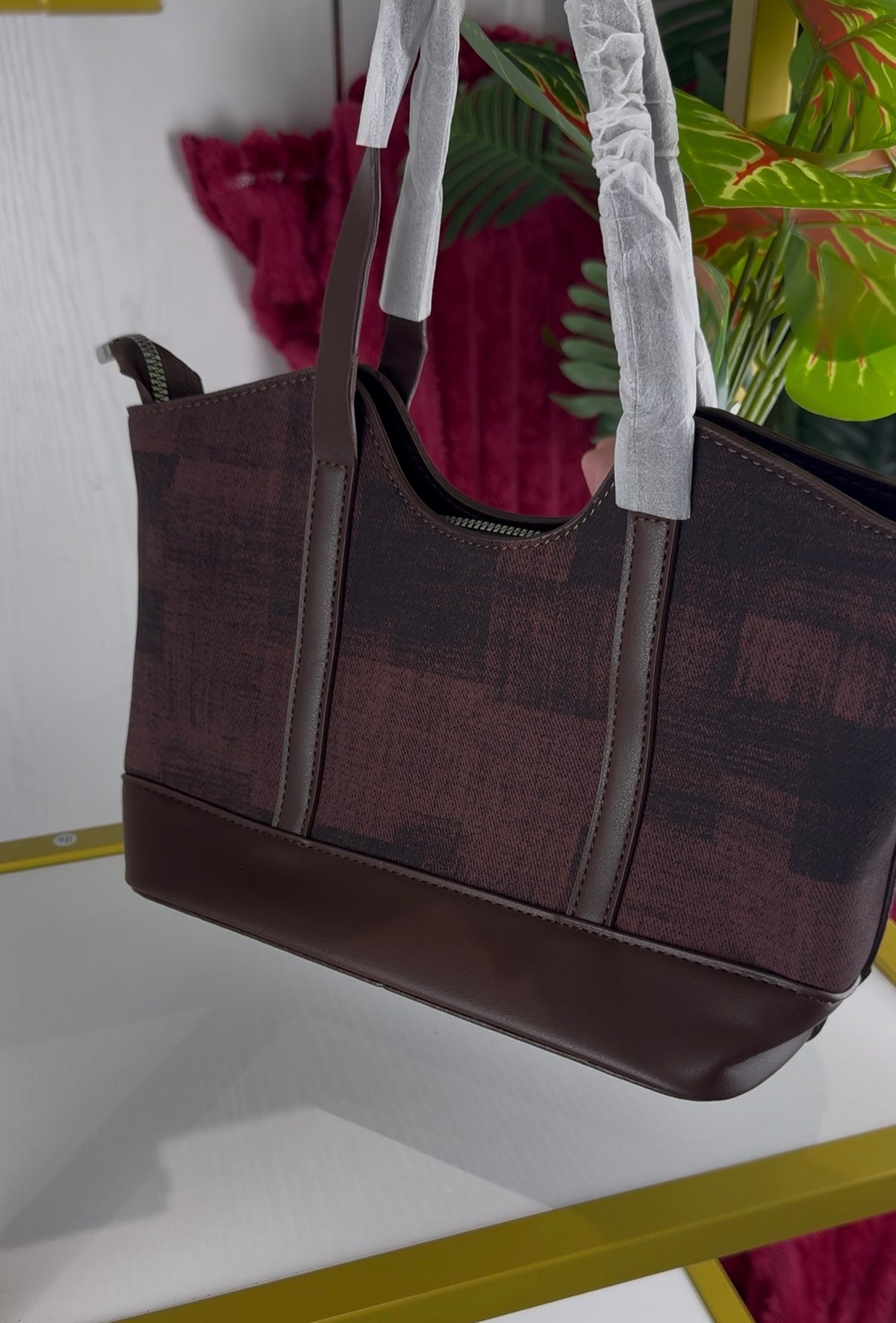 Brown Fabric Patch Handbag | LARYZ Everyday - 030 | Medium
