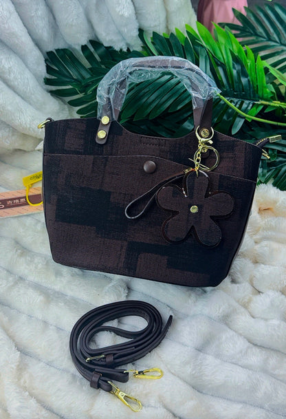 Brown Fabric Patch Handbag | LARYZ Everyday - 028 | Medium