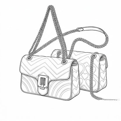 Chevron Quilted Flap Bag, Mini Calfskin Shoulder Bag, Heart Stitched Crossbody Bag - LASi004