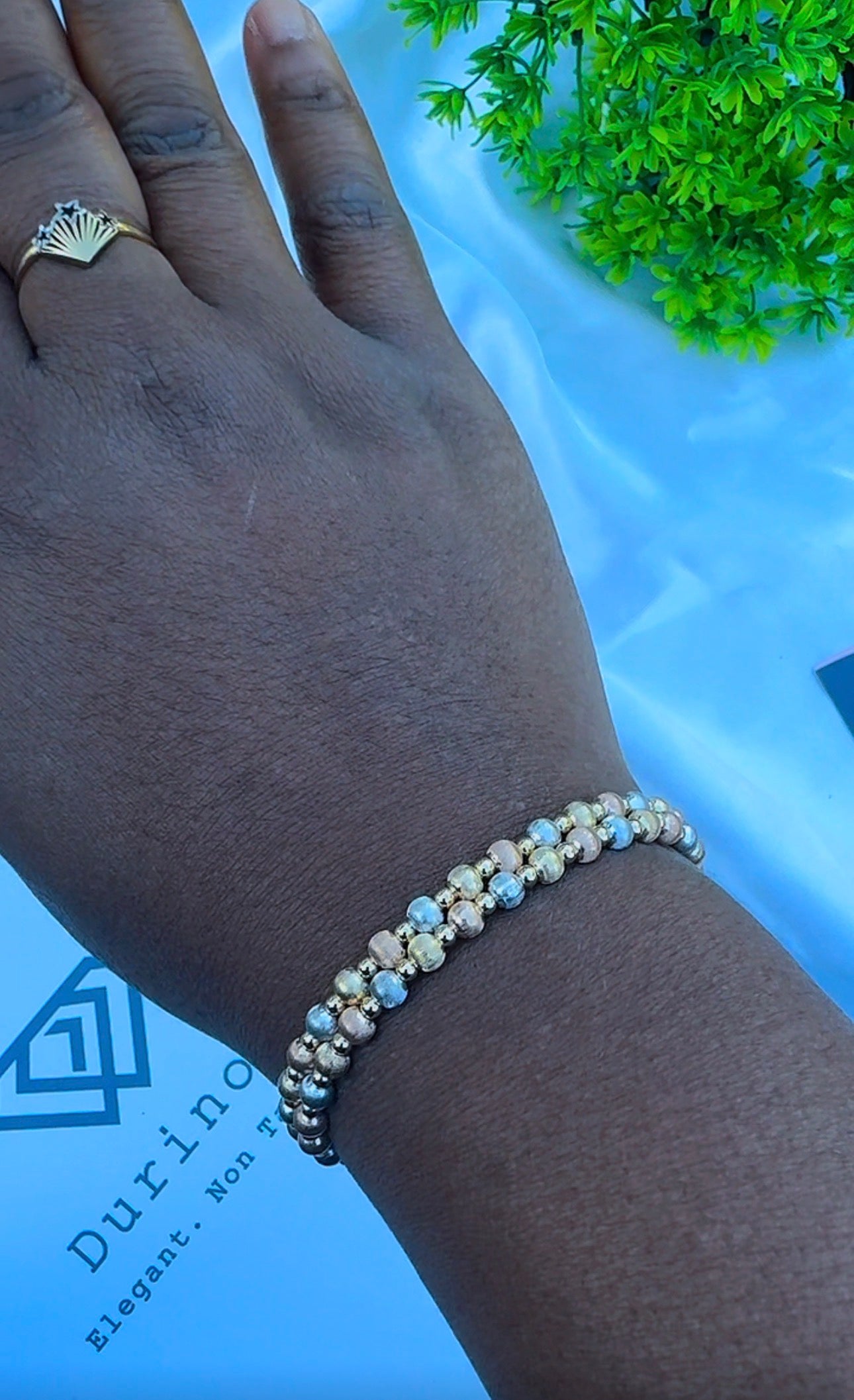 18K Solid Gold Ball Bracelets | Stretchable Bangles | 2.2g (Extra) | Small - Medium Wrist