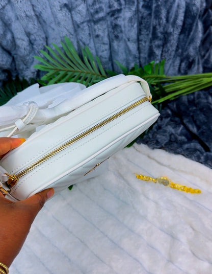 Quilted Leather Bag | Blanc Vintage White Crossbody Bag ~ LASi006