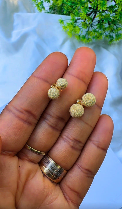 18K Solid Gold Brushed Stud Earrings | 1.5g & 2.1g