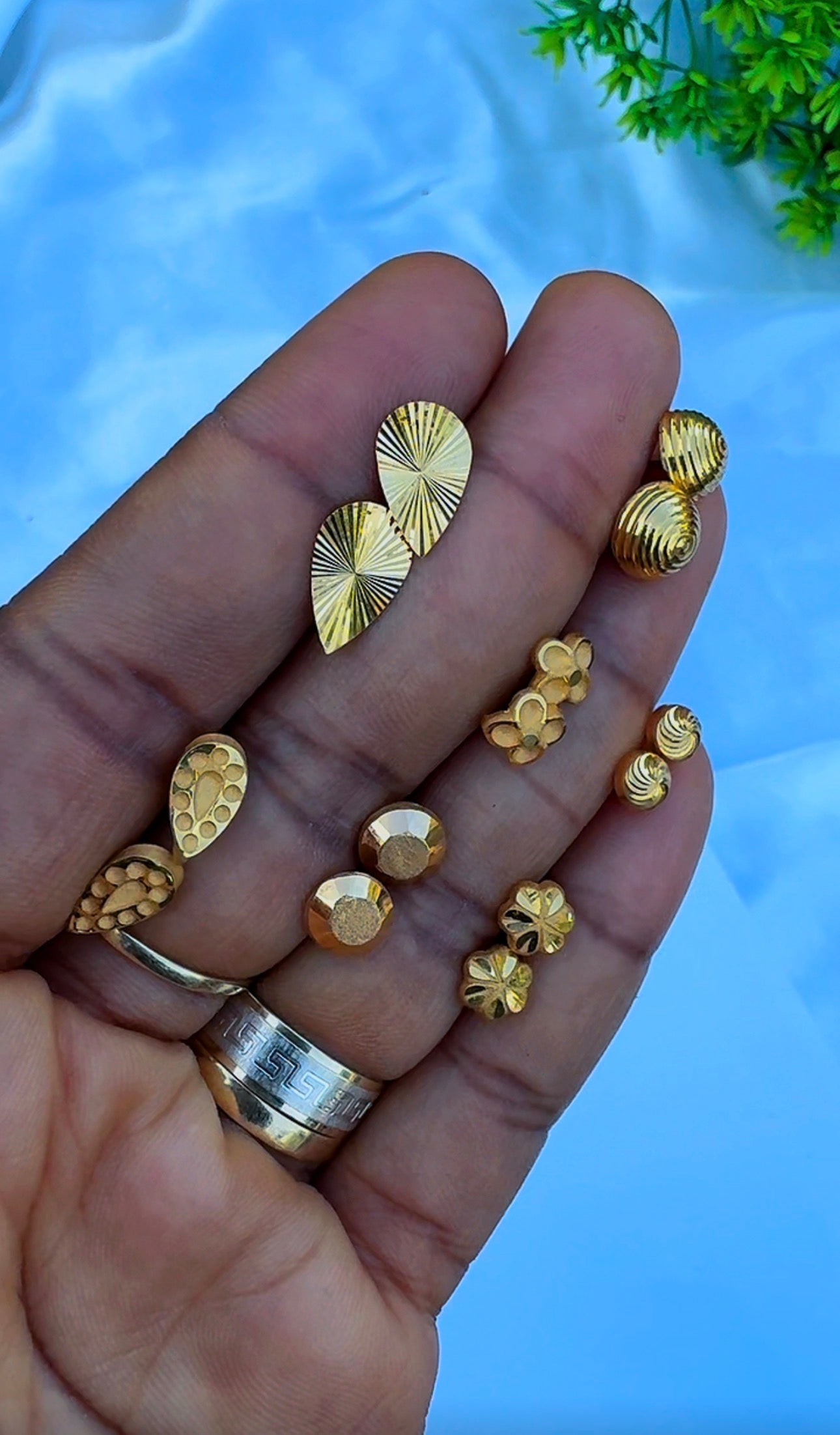21K Solid Gold Stud Earrings Collection | High-Purity Gold⁠ | Lightweight 0.9g - 1.1g