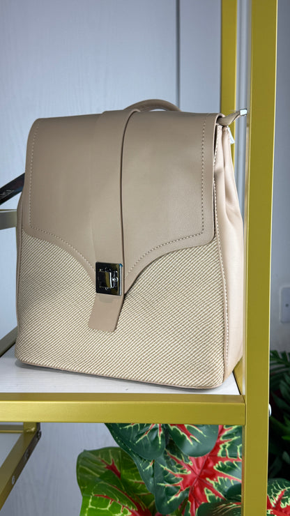 Black & Biege Structured Women's Bagpack {Medium} | LARYZ Everyday 008