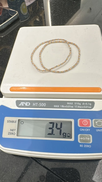 18 Karat Solid Gold Diamond Cut Ball Bracelet | Stretchable Bangle | Big Wrist