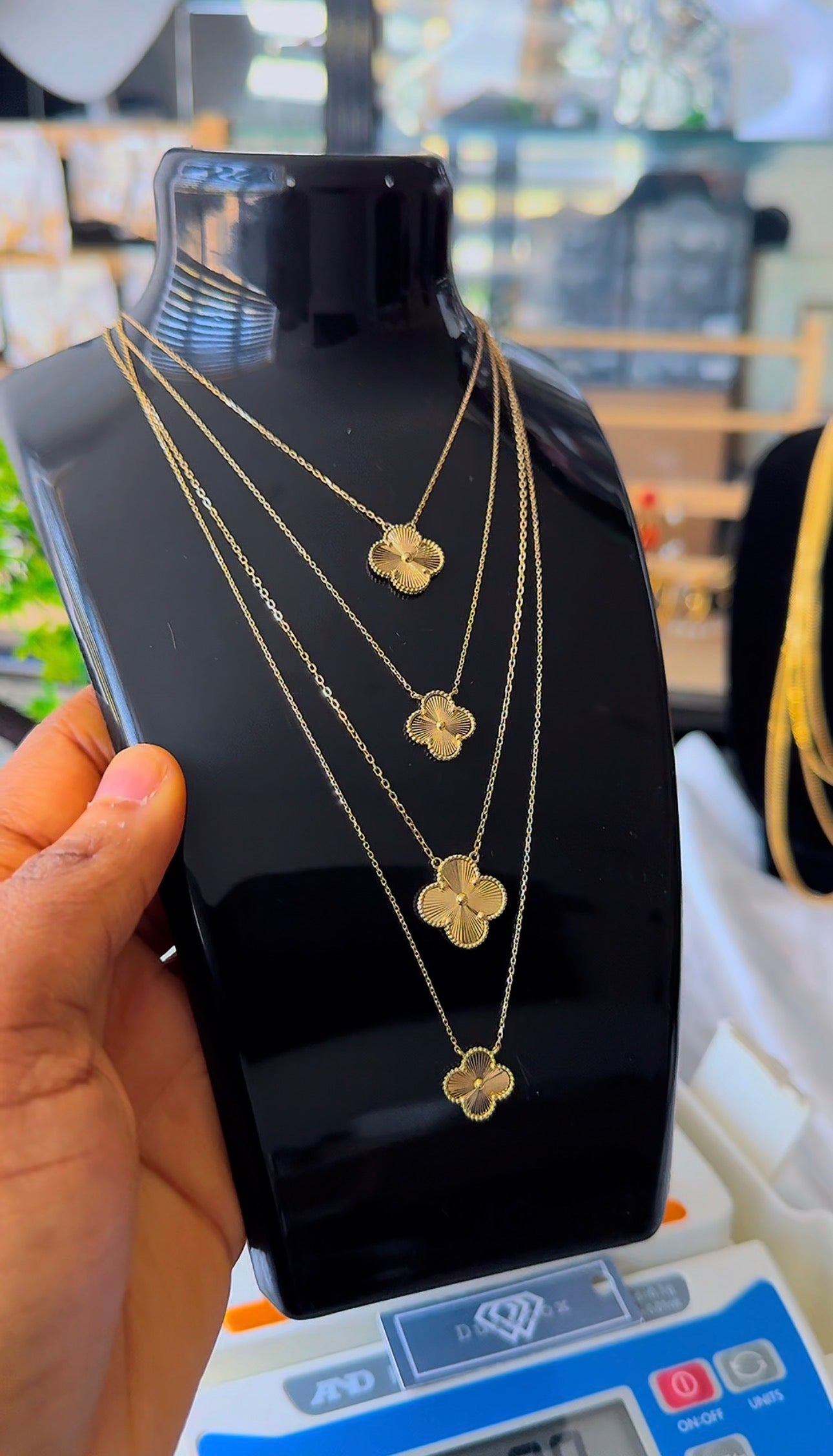 Degacc 18 Karat Solid Italian Gold Instant Chain Clover Necklace