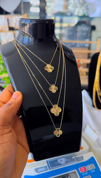 Degacc 18 Karat Solid Italian Gold Instant Chain Clover Necklace