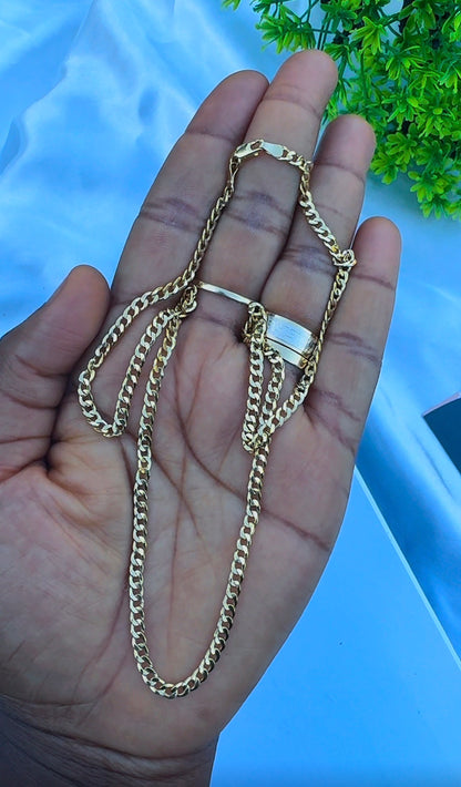 18K Solid Gold Cuban Chain Necklace 20 Inches | 3.92g