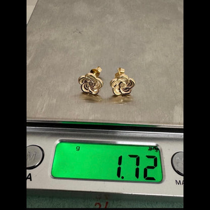 18K Solid Gold Textured Stud Earrings – Floral, Greek Key Clover & Bow Statement Stud Earrings (Pick Your Style) | 1.5 - 2.0g