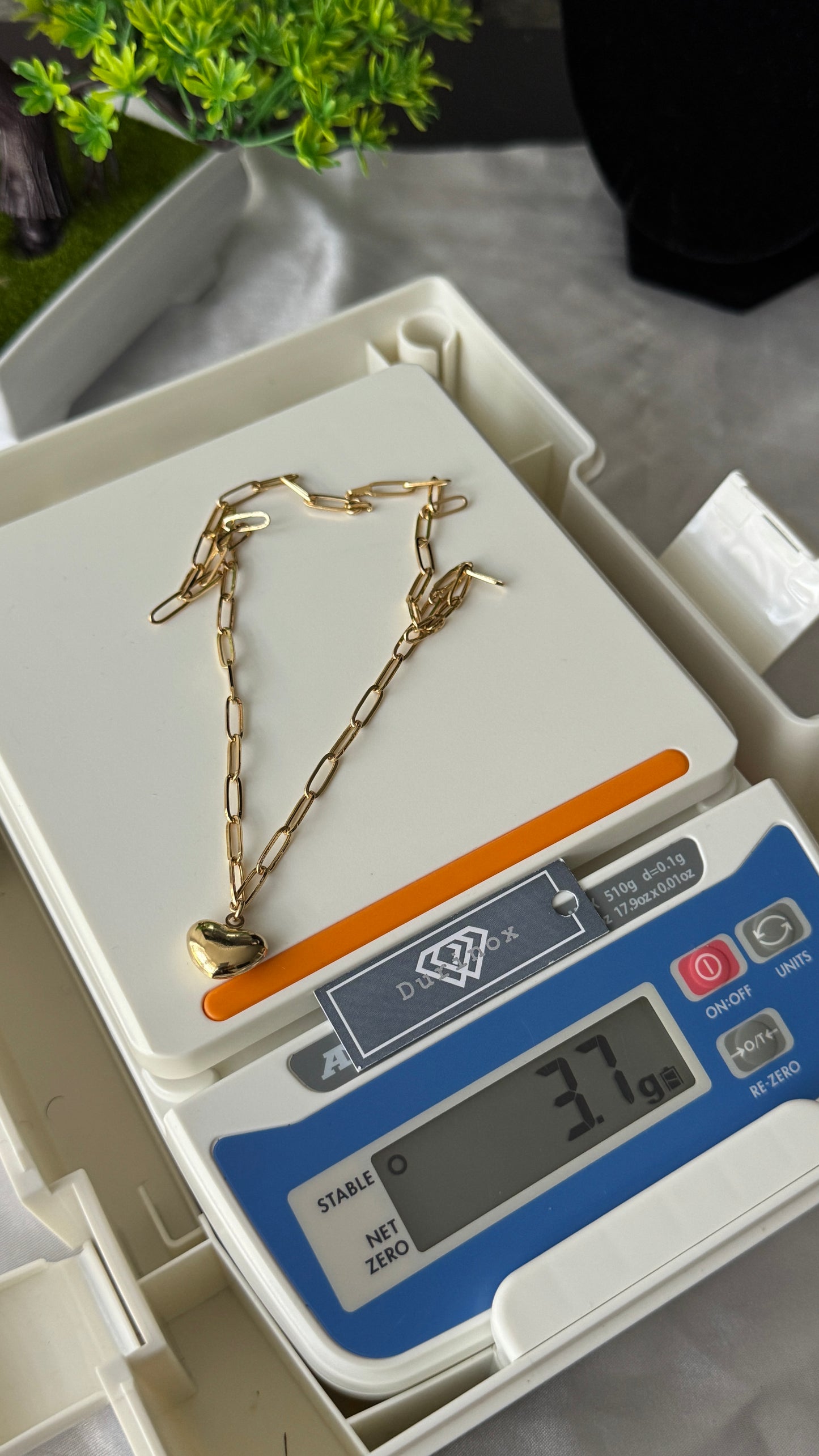 18ct Real Gold Paper Clip Heart Instant Chain Necklace- 3.7g | 18 Inches