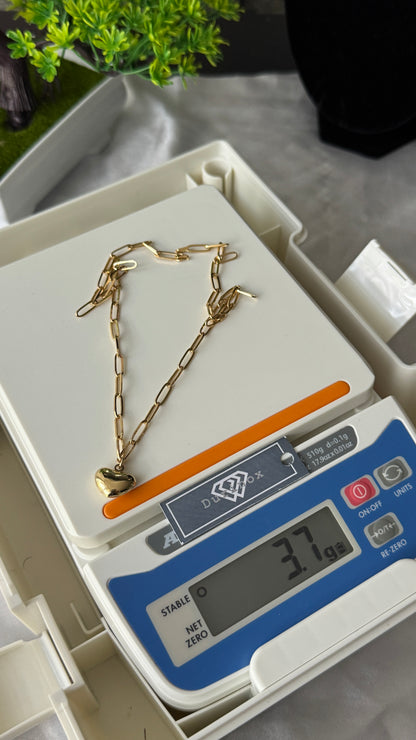 18ct Real Gold Paper Clip Heart Instant Chain Necklace- 3.7g | 18 Inches
